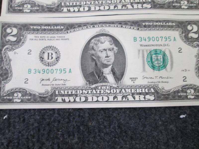 lot 362 image: 6- Sequential Uncirculated $2 Bills...