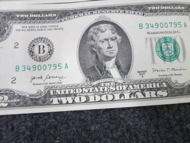 lot 363 image: 6- Sequential Uncirculated $2 Bills...