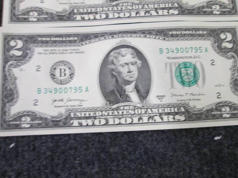 lot 364 image: 6- Sequential Uncirculated $2 Bills...
