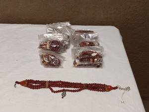 5 NEW RED AND BROWN MULTI STRAND BRACELETS