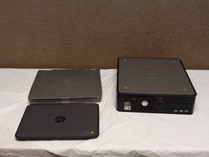 DELL OPTIPLEX, HP CHROMEBOOK AND DELL LATITUDE