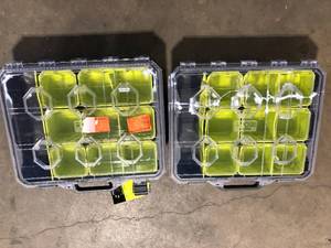 lot 8 image: Lot of 2 RYOBI LINK 10-Compartment Modular Small Parts Organizer Tool Box  Customer Returns See Pictures