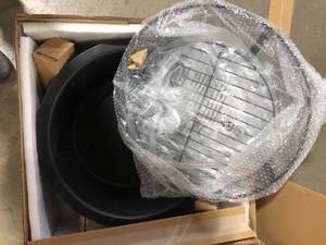 lot 16 image: Hampton Bay 22 in. Outdoor Round Steel Fire Pit Insert Replacement Set (3-Pieces) Customer Returns See Pictures