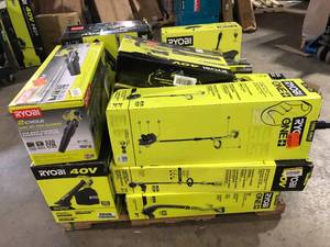 lot 1 image: Pallet of Assorted Ryobi Lawn  Care Items Various Models and Conditions Customer Returns See Pictures