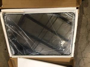 XRAMFY 26 in. W x 38 in. H Rectangular Aluminum Alloy Framed Rounded Black Wall Mirror  Customer Returns See Pictures