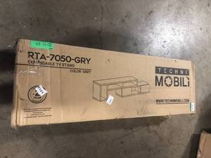 Techni Home Techni Mobili 55.5 in. Gray Wood TV Stand Fits TVs Up to 65 in. with Storage Doors Customer Returns See Pictures