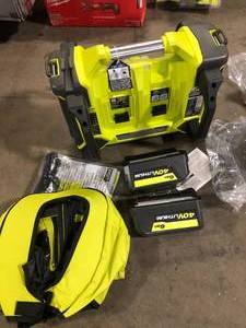 RYOBI 40V 1800-Watt Portable Battery Power Station Inverter Generator and 4-Port Charger with (2) 6.0 Ah Batteries  Customer Returns See Pictures