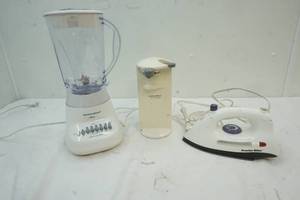 lot 236 image: Electric Can Opener, Iron, and Hamilton 10 speed Blender
