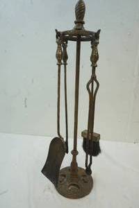 lot 293 image: Vintage Fireplace Brass accessories
