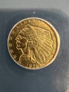 1926 US $2.50 GOLD INDIAN ANACS AU58