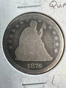 1876-CC US SEATED LIBERTY QUARTER