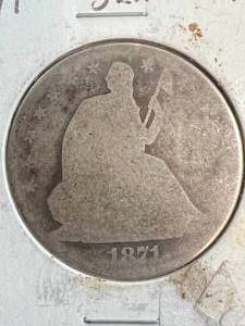 1871 US SEATED LIBERTY HALF DOLLAR