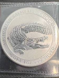 1 TROY OZ .999 FINE SILVER AUSTRALIAN CROCODILE ROUND