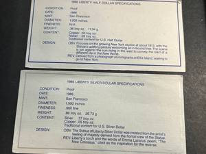 1986 US LIBERTY SILVER DOLLAR 2 COIN SET