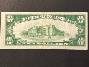 1934 US GREEN SEAL $10 FEDERAL RESERVE NOTE