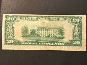 1929 US $20 ORANGE SEAL RESERVE BANK OF ST LOUIS