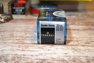 lot 13 image: Federal Game Shok .22 LR Bird Shot 25 gr lead #12 shot 50 rounds