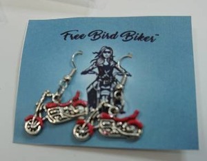 (27) Stocking Stuffers...Free Bird Bikers Silver Red(8) Black(5) Blue(14) Motorcycle Hanging Dangle Earrings Street Bike Charm...