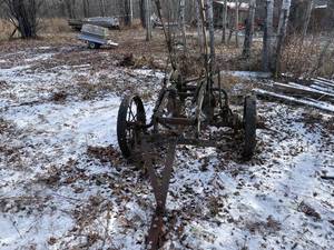 lot 25 image: Vintage Two Bottom Pull Behind Field Plow