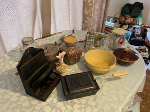 lot 167 image: Coffee Containers, Scale and Cooking pots