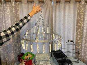 lot 204 image: Metal Wire Racks and Drying Clothespin Hanger