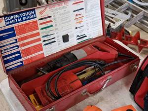 lot 75 image: Milwaukee Sawzall Heavy Duty Reciprocating Saw 6508 with Metal Case
