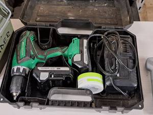 lot 96 image: Metabo 18V Drill DS18DGL with (2) Batteries, Charger, Case