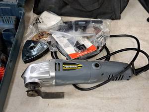 lot 128 image: Performax Oscillating Multi-Tool with Accessories and Tool Bag