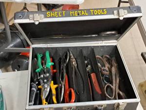 lot 182 image: Tool Box with Misc. Sheet Metal Snips