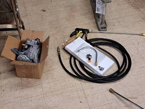 lot 11 image: Ezzy Pump Pressure Washer Motor (New) with Hose and Wand