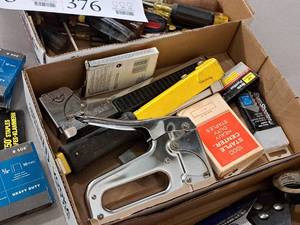 lot 373 image: Lot of (1 Box) Assorted Staplers and Staples