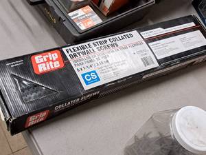 lot 446 image: Lot of (1 Box) Grip Rite Flexible Strip Collated Drywall Screws 6x1-14