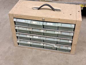 lot 438 image: Parts Organizer Cabinet with Screws, Nails