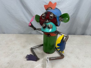 Recycled Metal Monkey with Banana