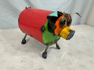 New Recycled Metal Pig with Curly Q Tail