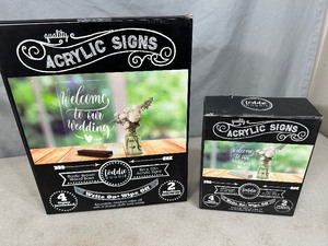 2 New 4 pc Sets of Acrylic Signs with Erasable Markers