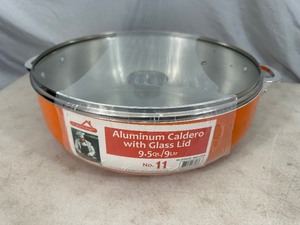 New 9.5 qt Aluminum Caldero Pan with Lid