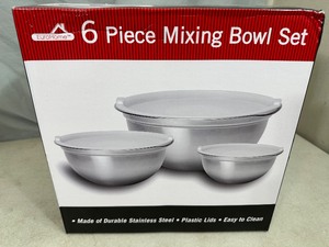 New 6 Piece Set of Stainless Steel Mixing Bowls with Lids