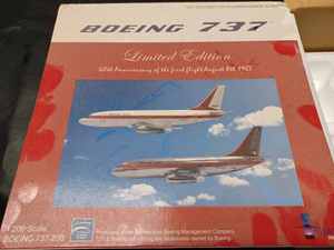 lot 39 image: Boeing 737 Limited Edition 40th Anniversary of the First Flight on August 8th, 1967, 1200th Scale, New in Box