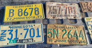lot 67 image: Nine Vintage Minnesota License Plates