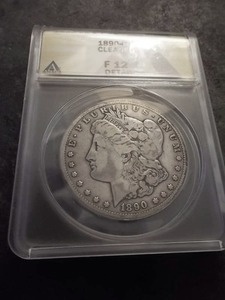 1890 CC Morgan Silver Dollar Graded Holder
