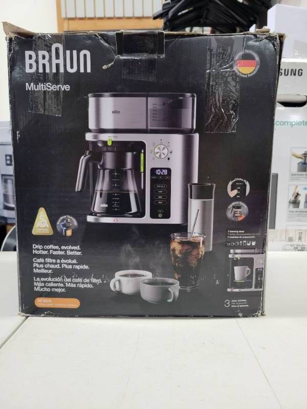 Braun KF9070SI MultiServe Machine 7 Programmable Brew Sizes / 3 Strengths +  Iced Coffee, Glass Carafe (10-Cup), Stainless steel silver