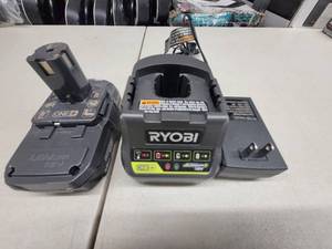 Ryobi 1.5AH Lithium Ion Battery 18v and Charger (P118B) - Used, Work