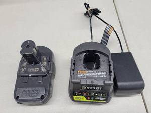 Ryobi 1.5AH Lithium Ion Battery 18v and Charger (P118B) - Used, Work