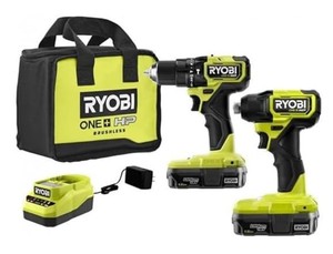 RYOBI 18V ONE HP Compact Brushless 2-Tool Drill and Driver Combo Kit, Tested, Works, NEW