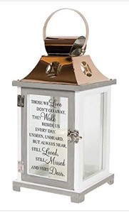 Carson Home Accents 57447 Walk Beside Us Memorial Remembrance Battery Powered Flameless Lantern with Automatic Timer, WhiteCopper - In nice condition.