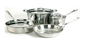 All-Clad Copper Core 7-Piece Set, Never Used, Scratched, Lids and Stock Pot (See Photos)