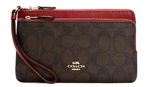 COACH (Authentic) Double Zip Wallet in Signature Canvas, NEW