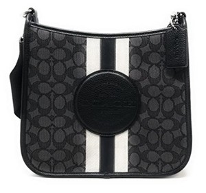 COACH (Authentic) Womens Dempsey File Crossbody Shoulder Bag (Signature Jacquard - Stripe - Patch - Black Smoke - Black Multi) - NEW