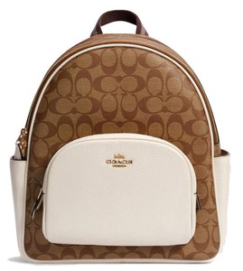 COACH (Authentic) Womens Court Backpack In Signature Canvas (Khaki - Chalk) - NEW